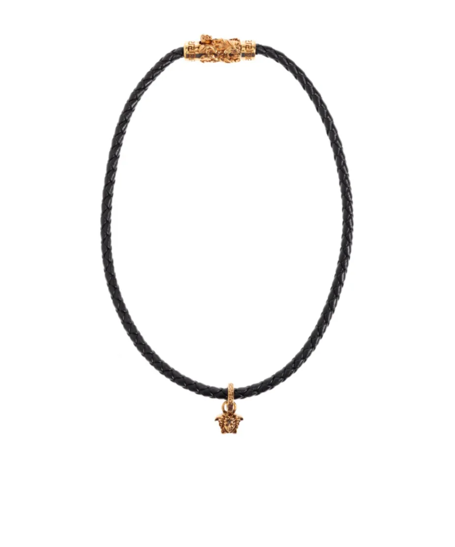 Medusa Head Pendant Leather Necklace