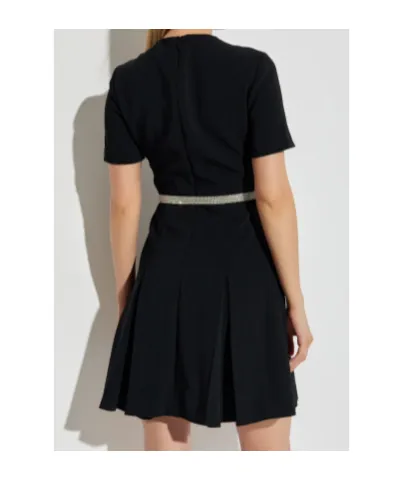Crewneck Belted Embellished Dress