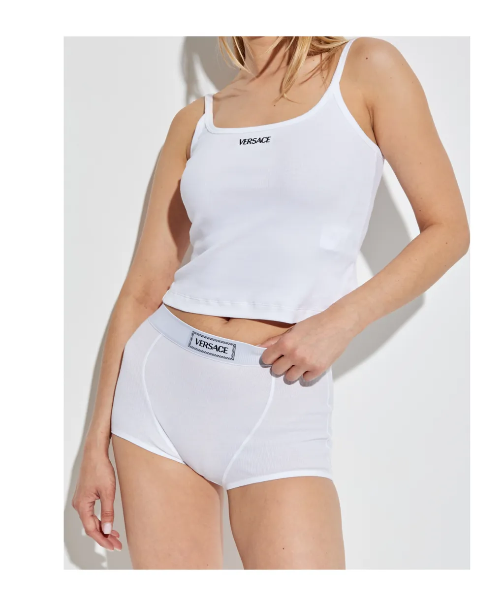 Logo-Embroidered Ribbed Top