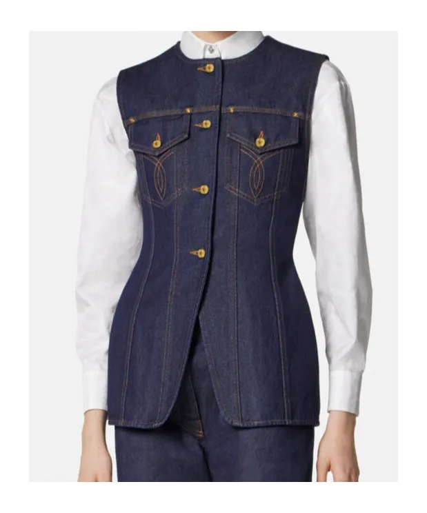 Button-Up Denim Gilet