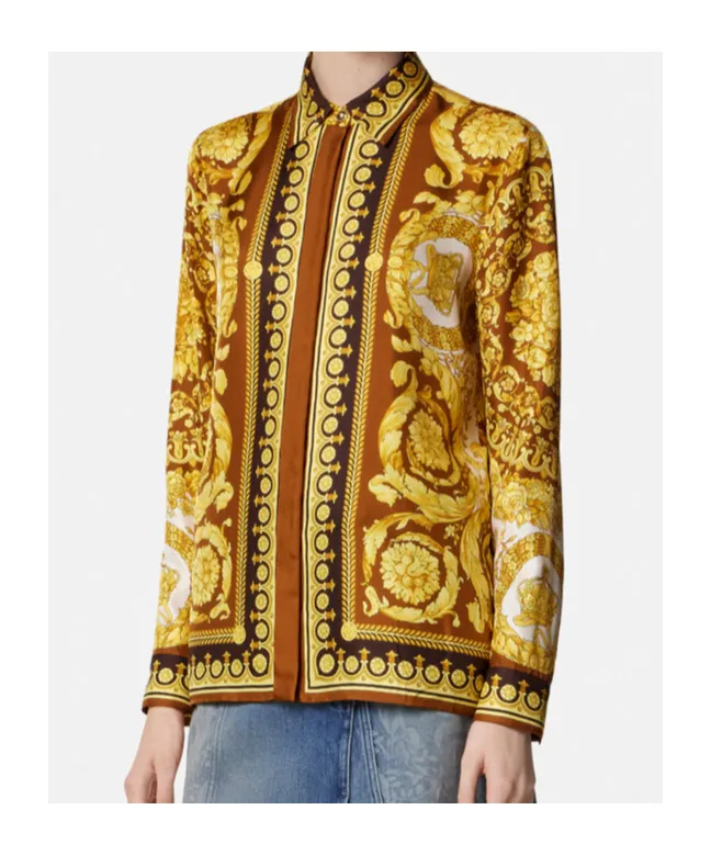 Pattern-Printed Long-Sleeved Shirt