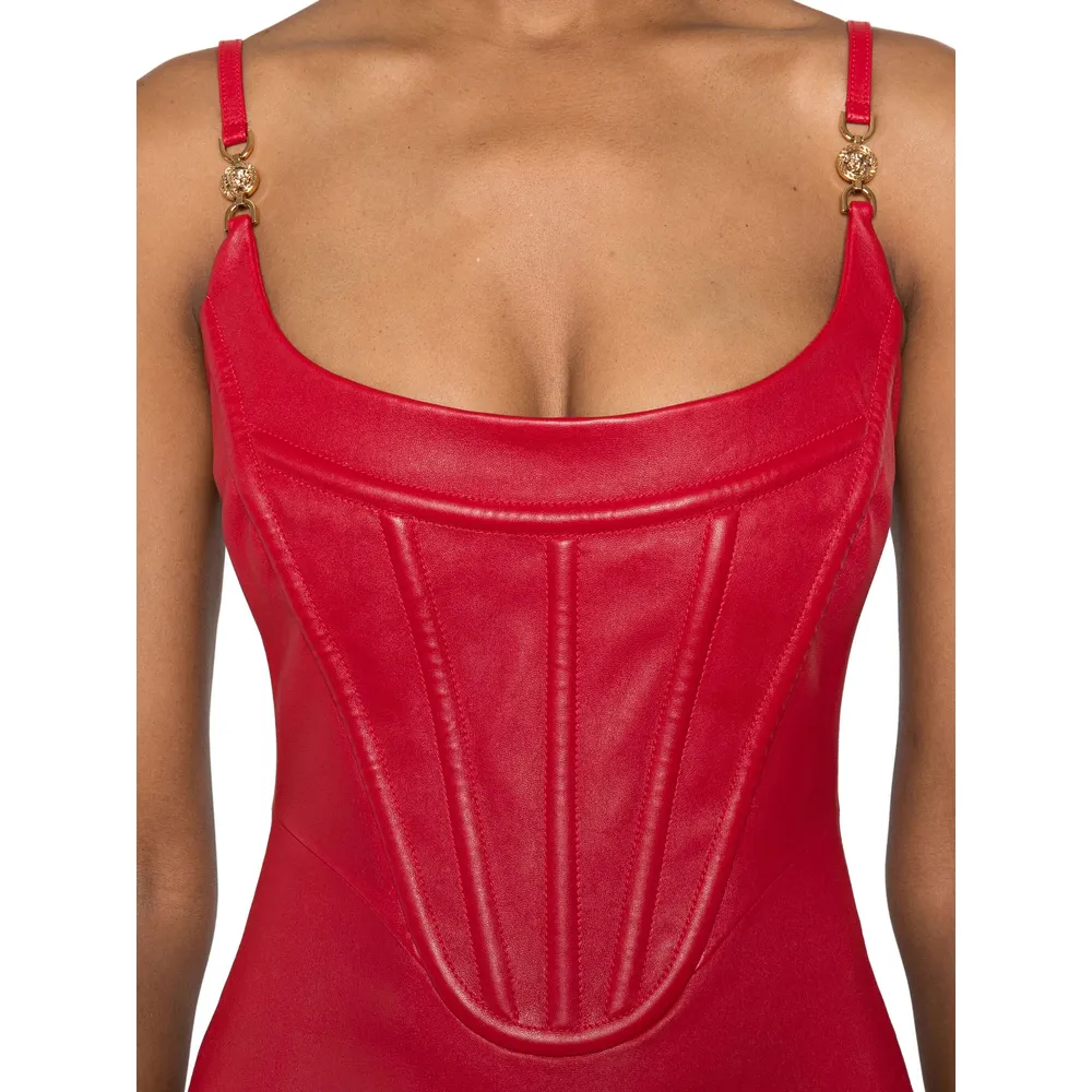 Zip-Up Sleeveless Leather Dress
