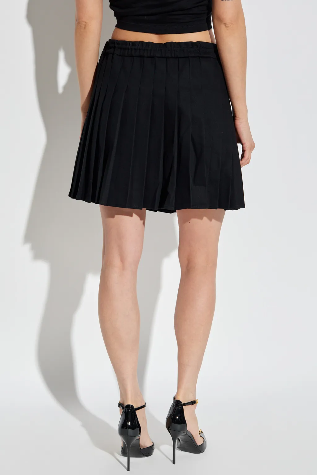 Pleated Drawstring Mini Skirt