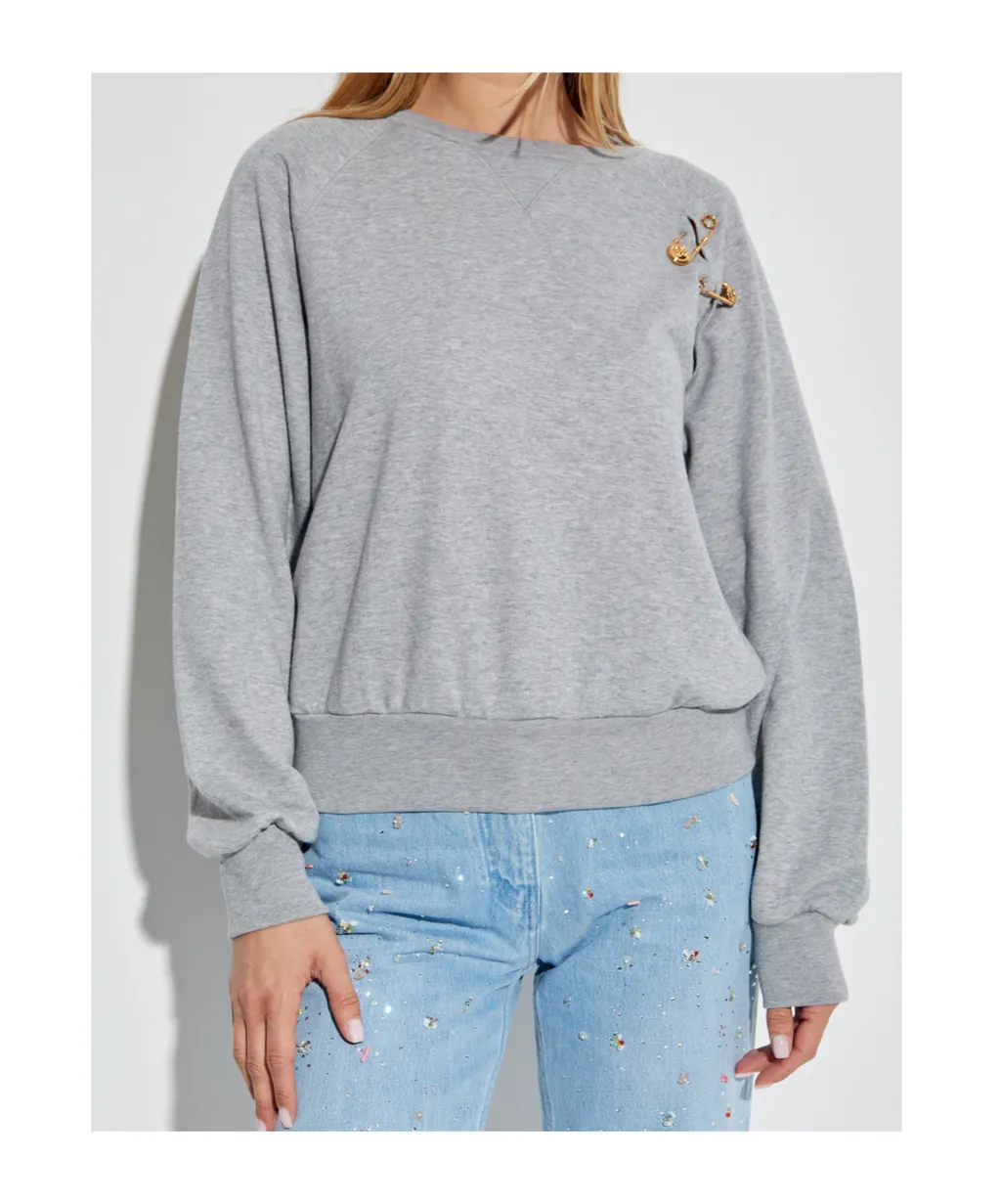 Safety Pins Detailed Crewneck Sweatshirt