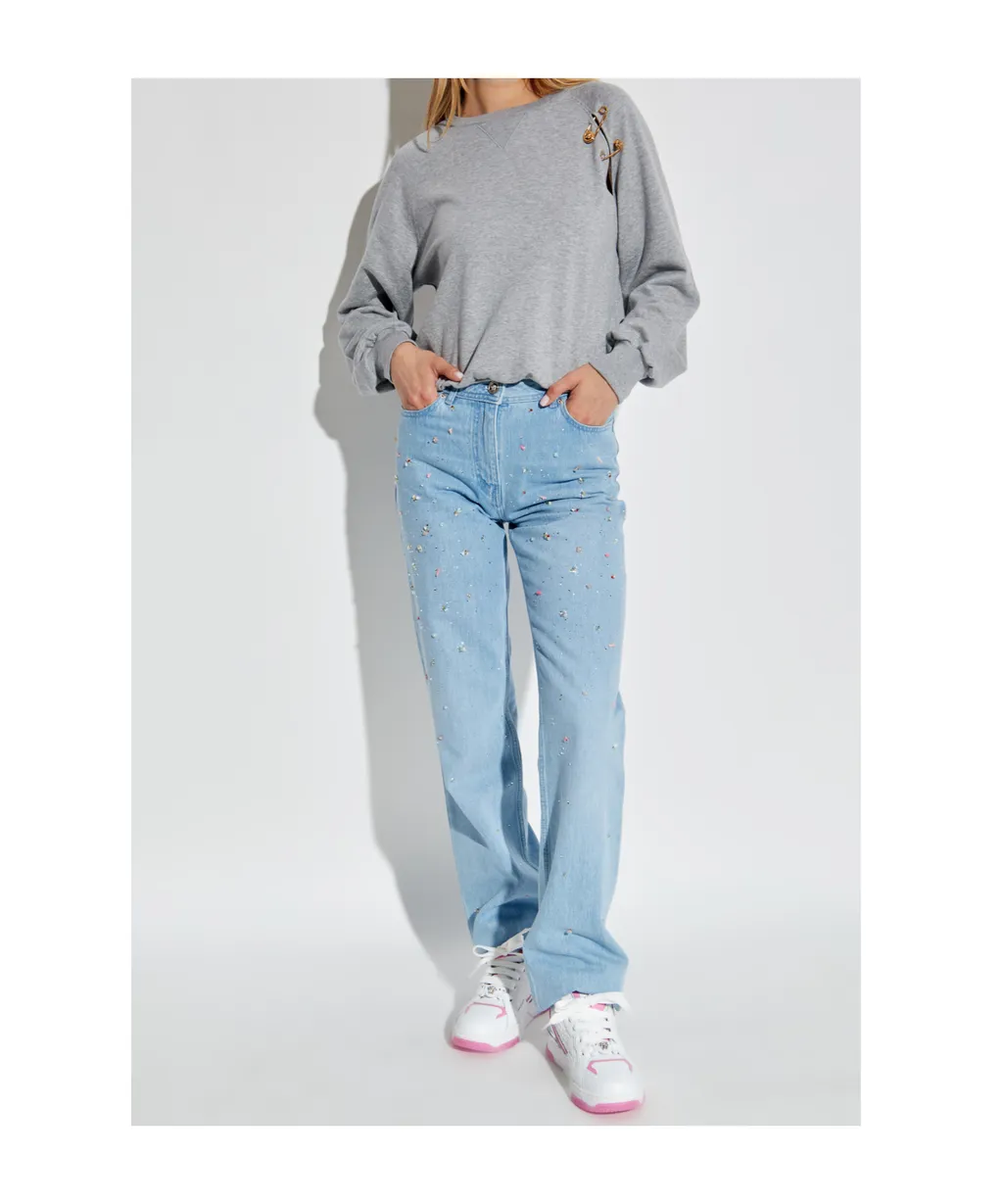 Safety Pins Detailed Crewneck Sweatshirt