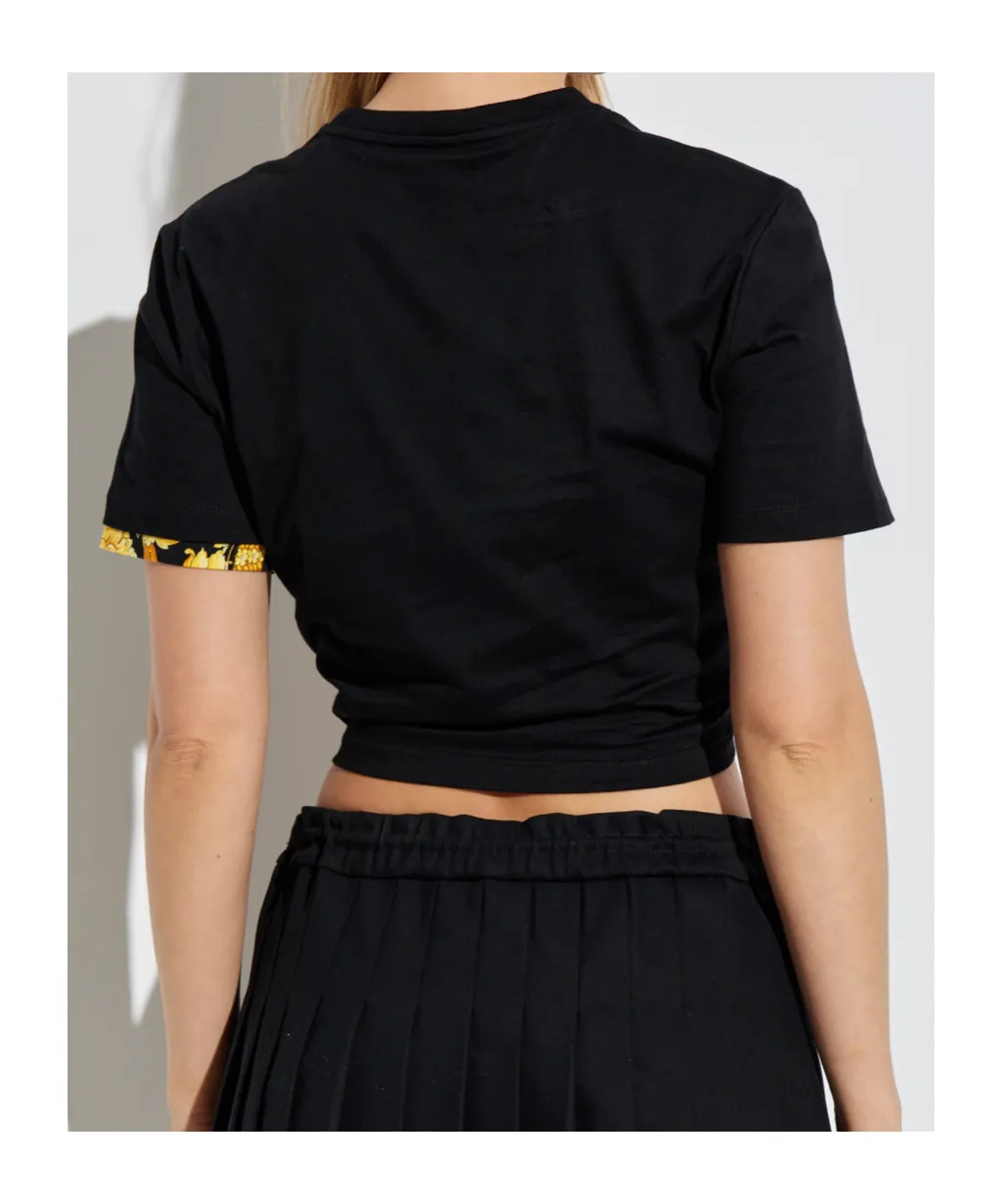 Safety Pin Detailed Cropped T-Shirt