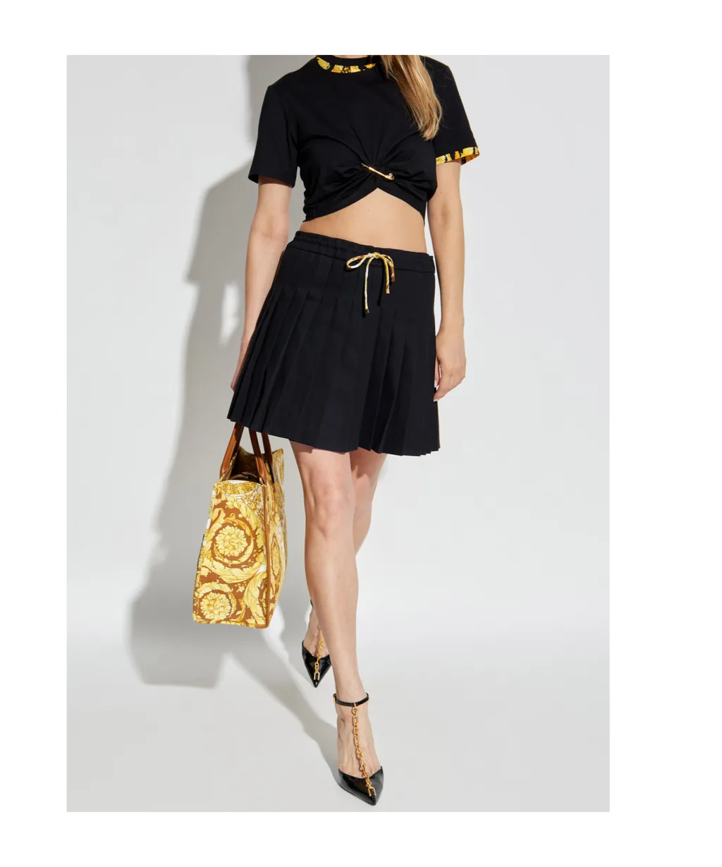 Safety Pin Detailed Cropped T-Shirt