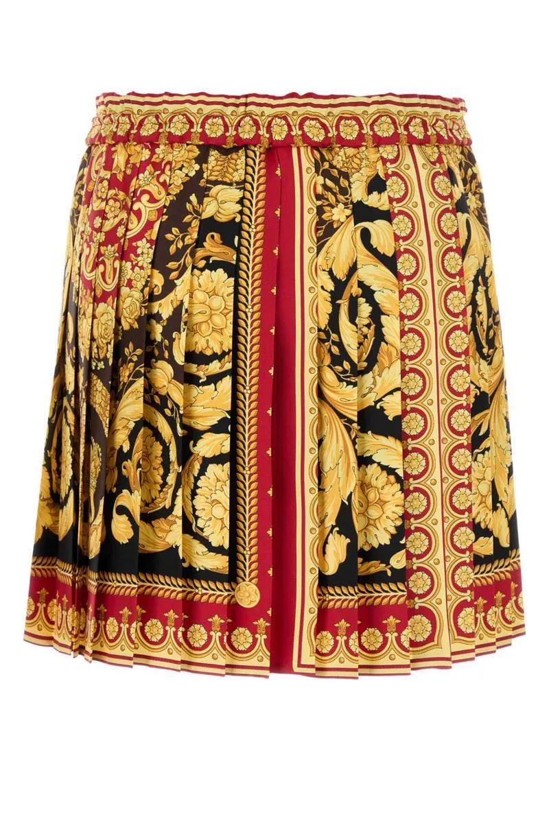 Pattern-Printed Pleated Skirt