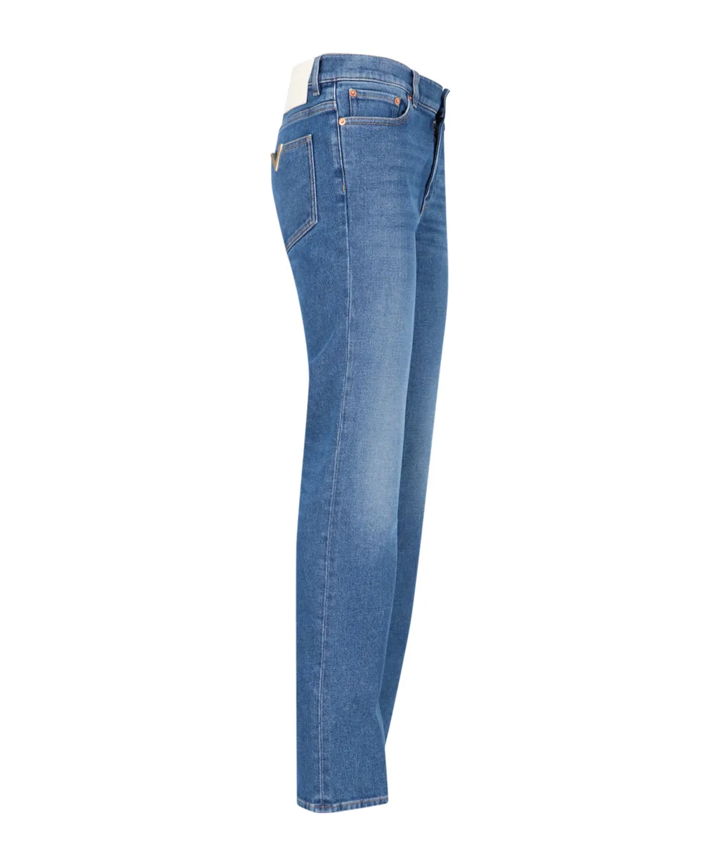 Logo Plaque Straight Leg Jeans