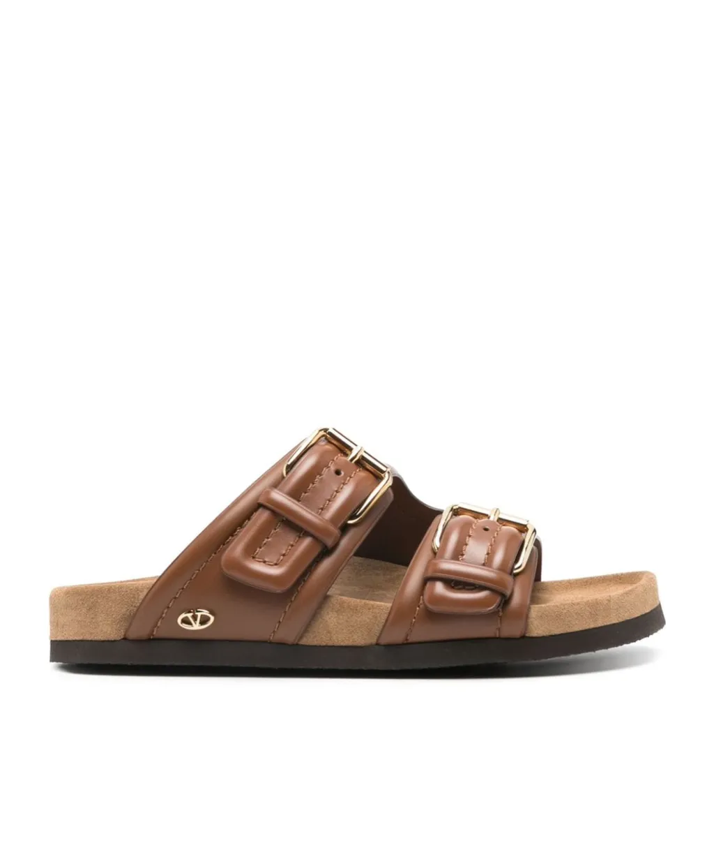 Logo Plaque Double-Strap Slip-On Slides