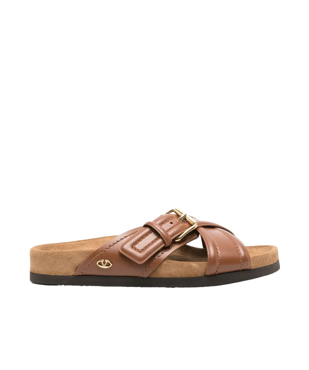 Vlogo-Plaque Leather Slides