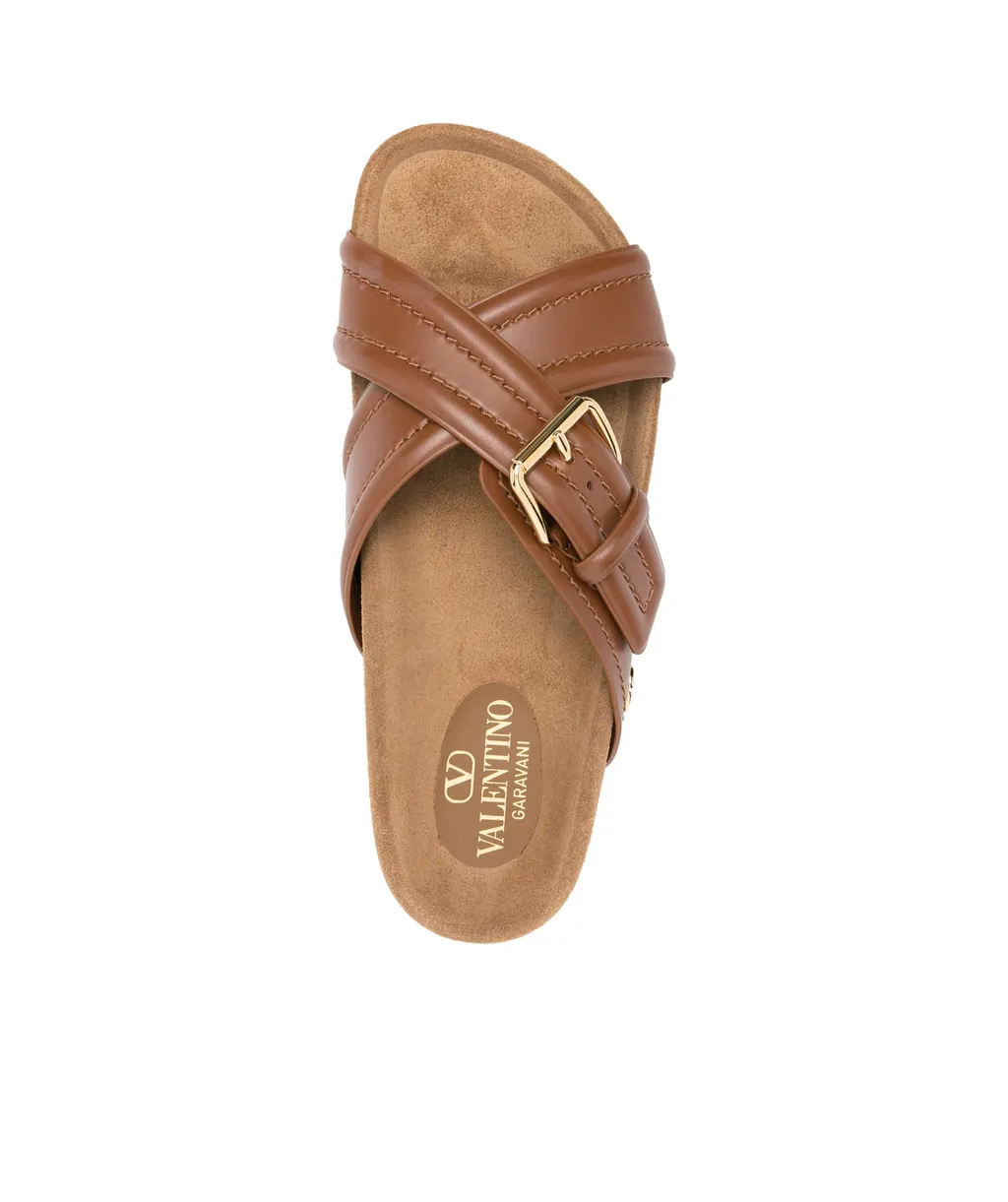 Vlogo-Plaque Leather Slides