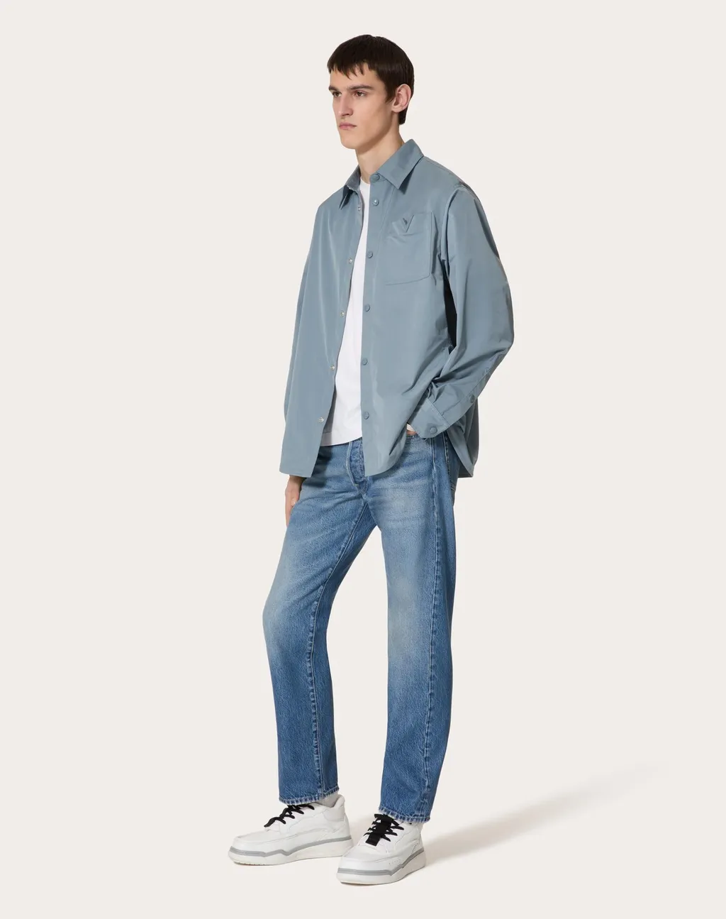 Logo Plaque Buttoned Shirt Jacket