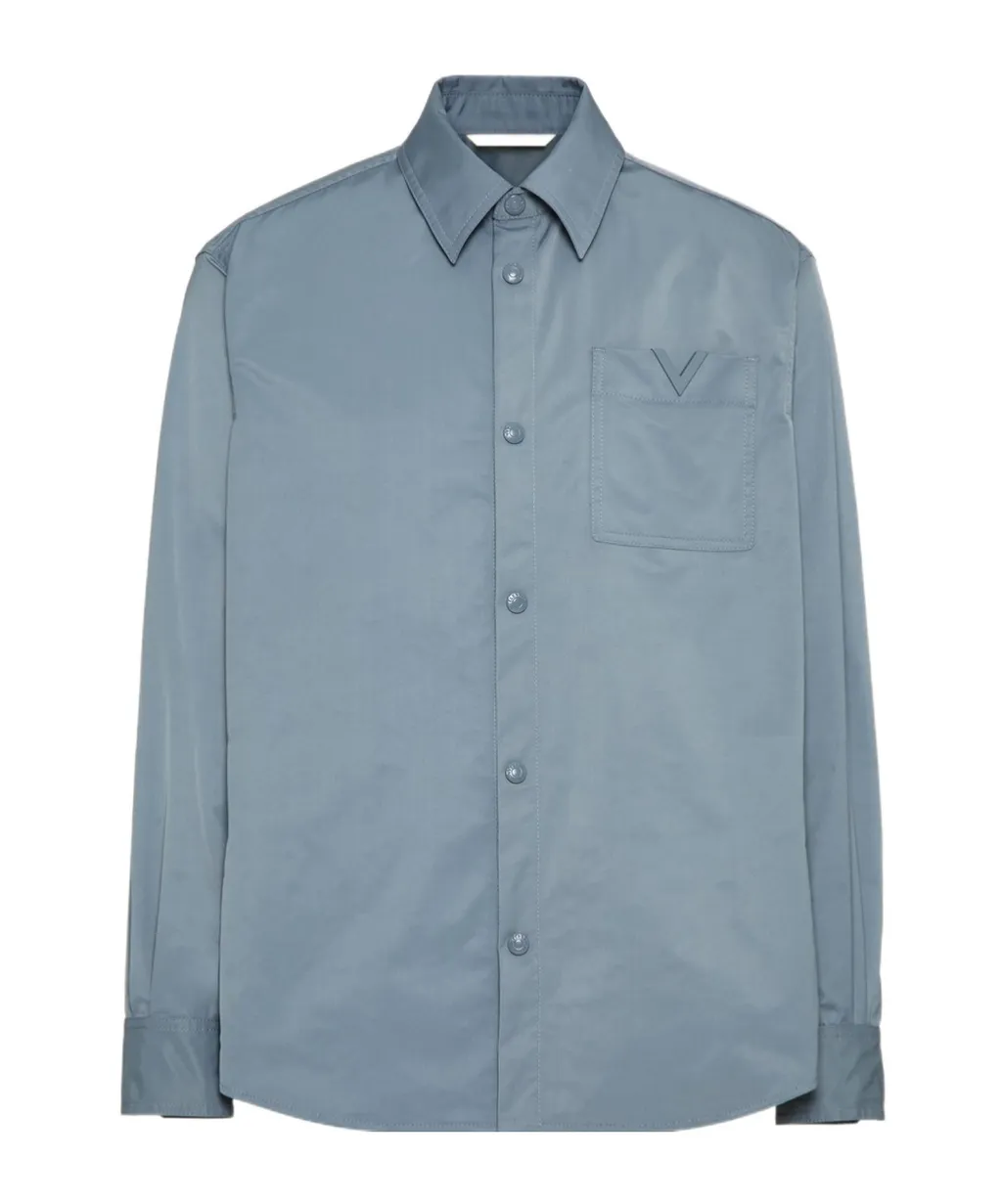 Logo Plaque Buttoned Shirt Jacket