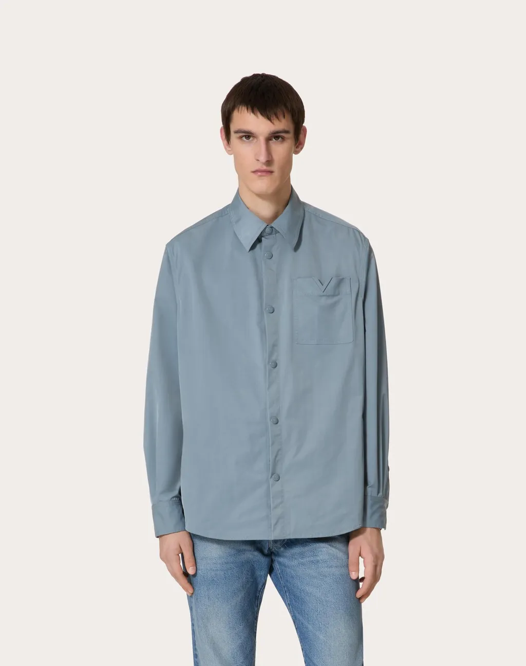 Logo Plaque Buttoned Shirt Jacket