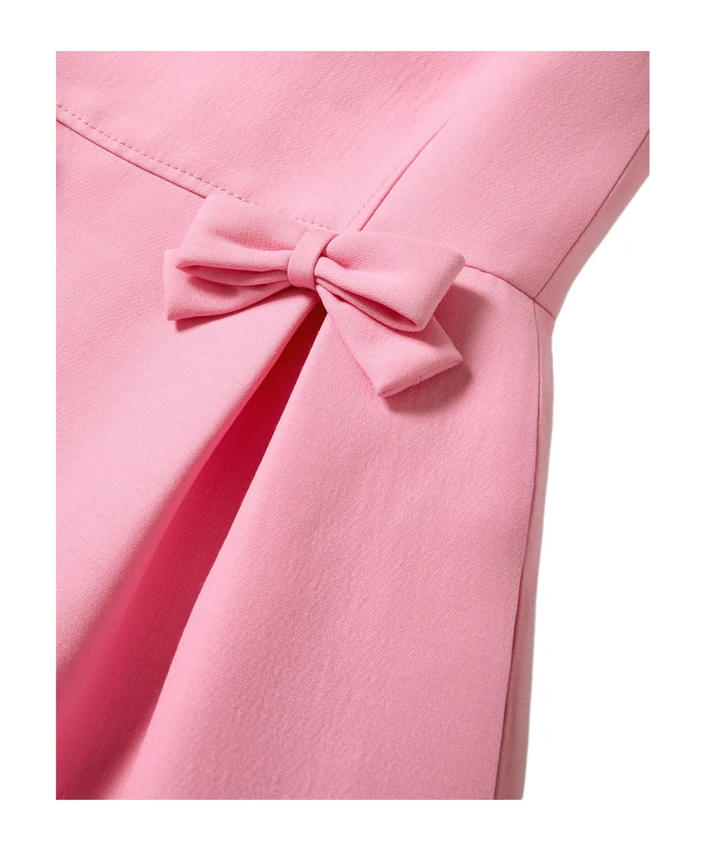 Bow Detailed Crewneck Dress