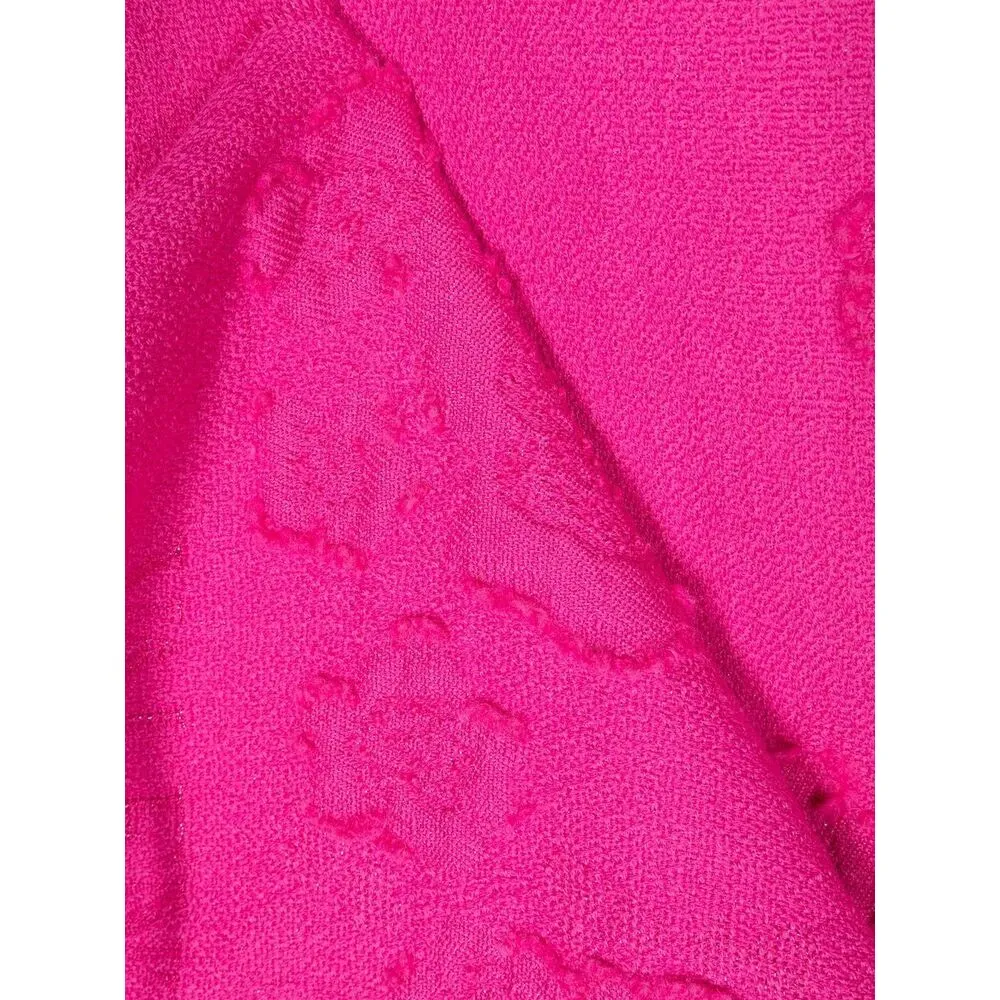 Floral-Pattern Knitted Scarf