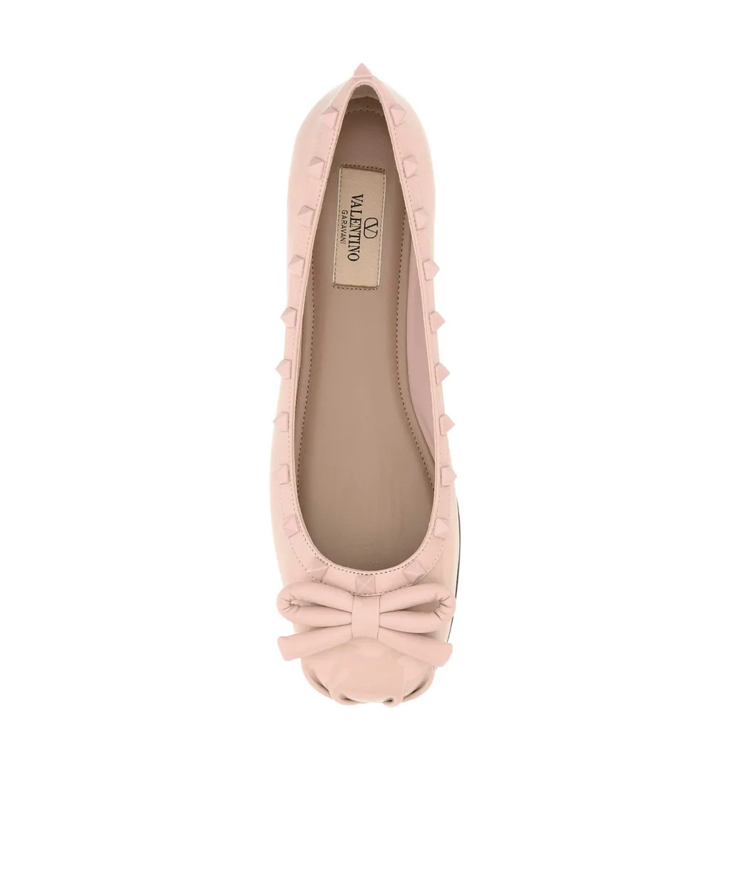 Rockstud Bow Detailed Ballerina Shoes