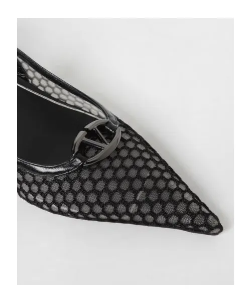 Logo Plaque Pointed Slingback Pumps