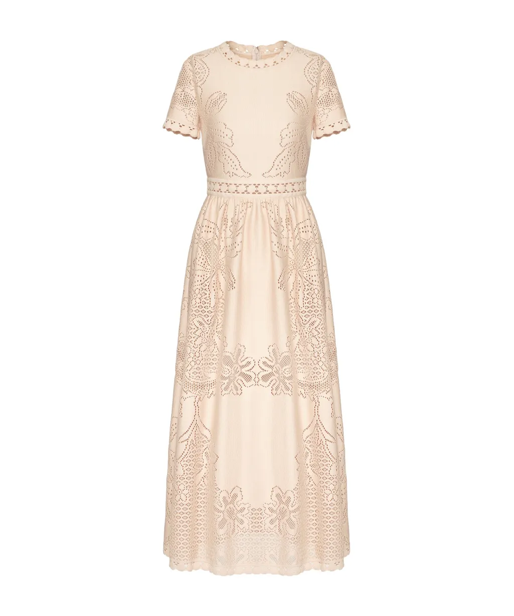 Floral Patterned Short-Sleeved Dress