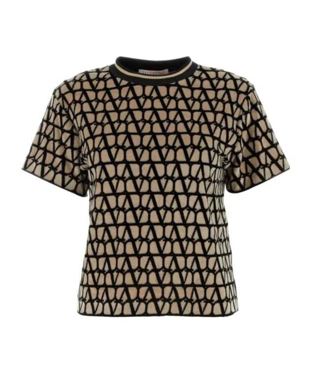 All-Over Logo Patterned Crewneck T-Shirt