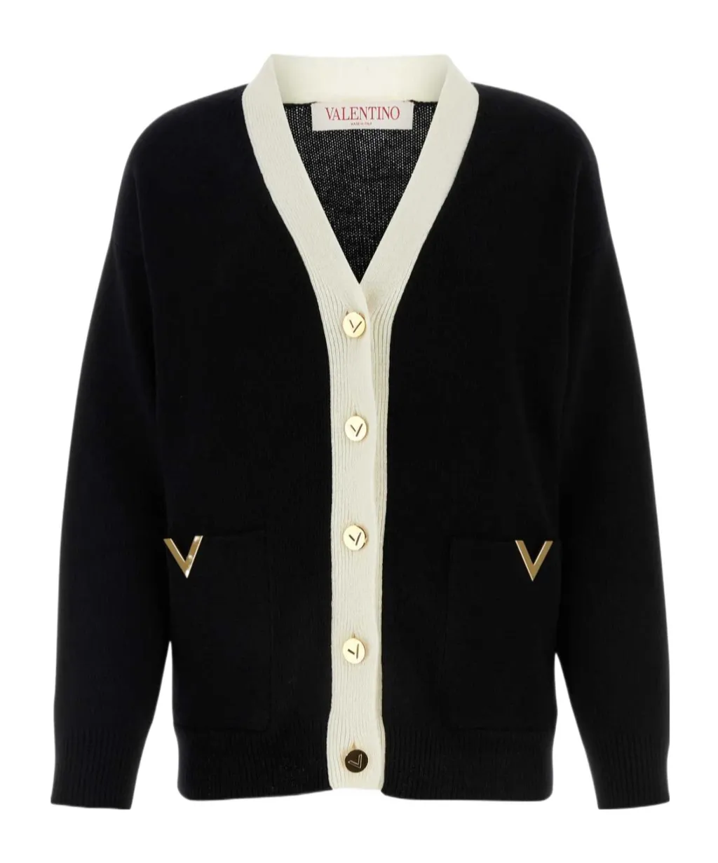 Logo Plaque V-Neck Cardigan