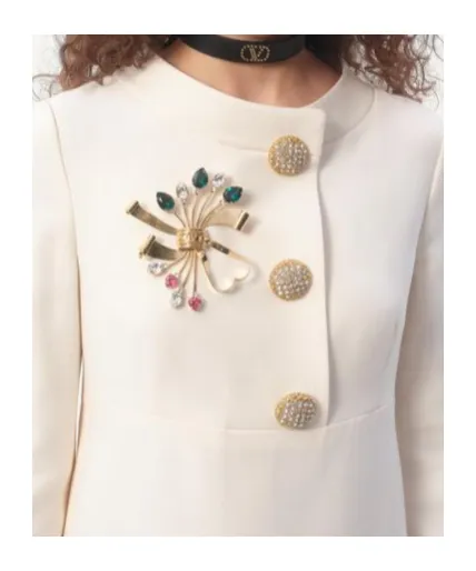 Papier Floral Brooch In Metal And Swarovski Crystals