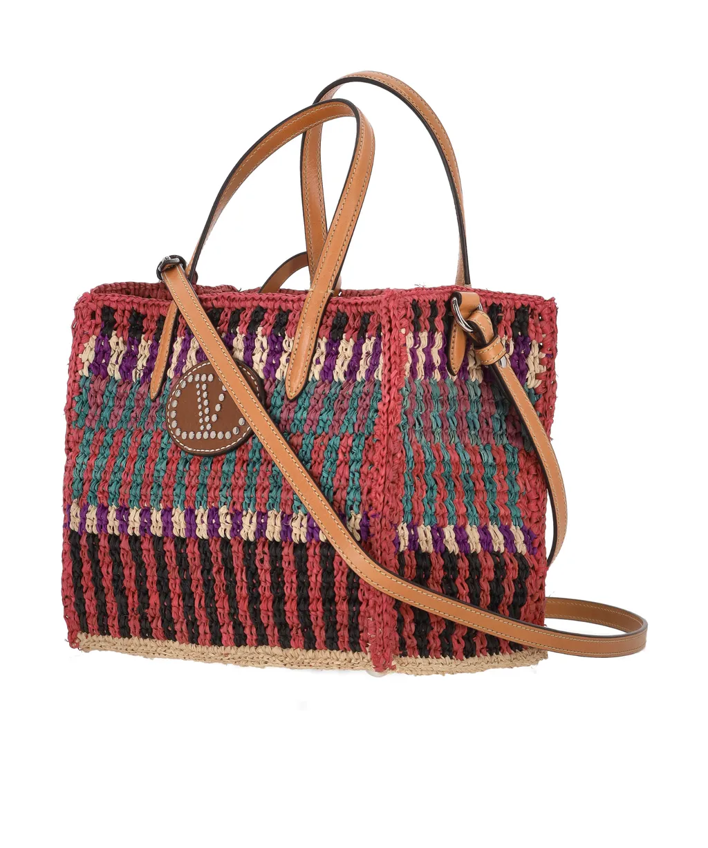 Vlogo Patch Striped Tote Bag