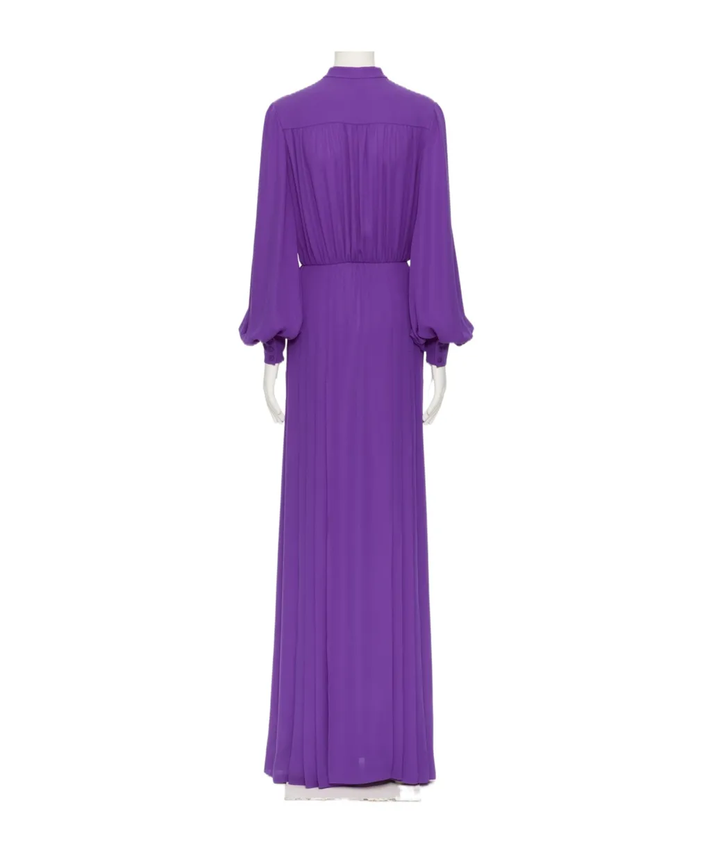 Gathered Long-Sleeved Georgette Gown