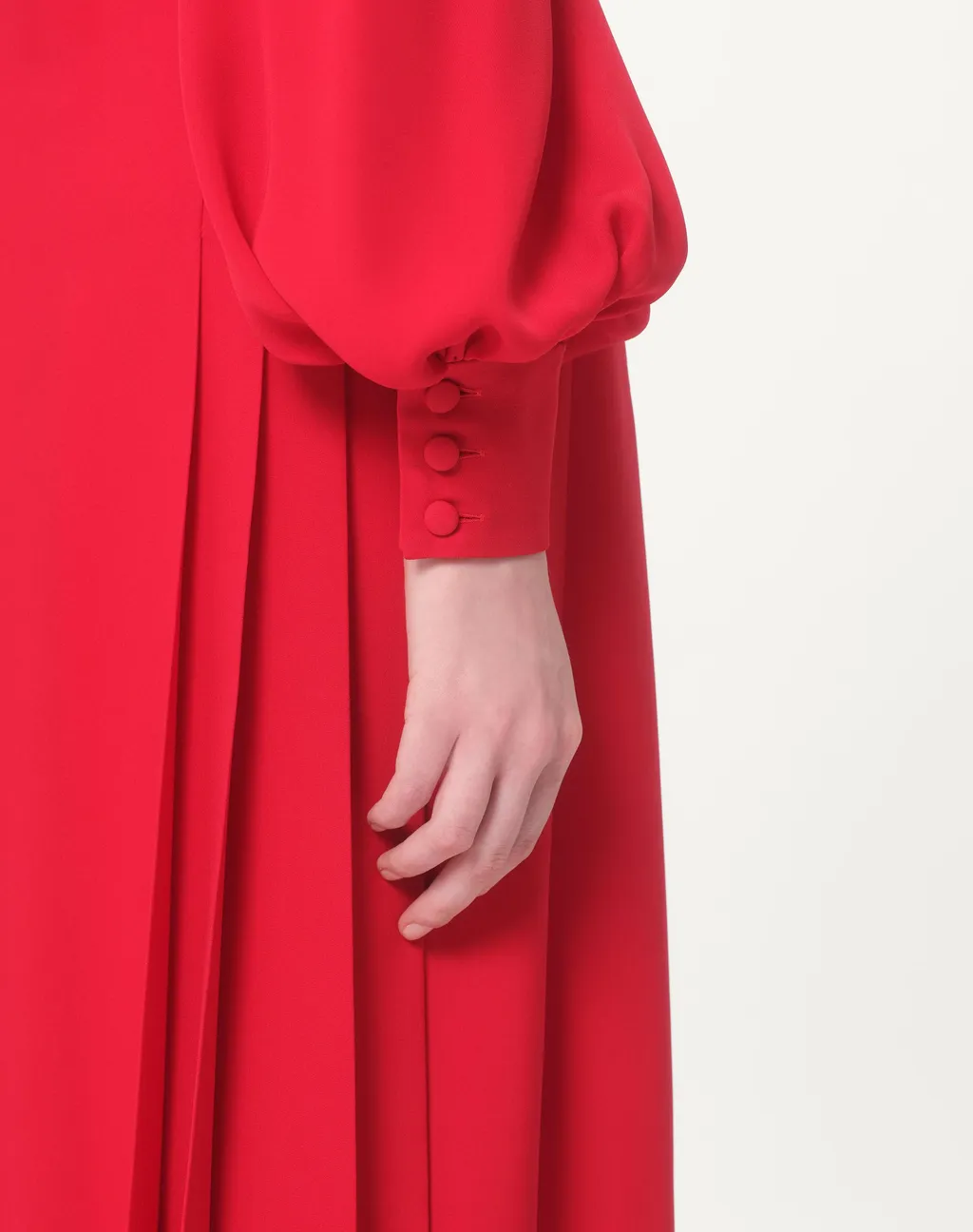 Gathered Long-Sleeved Georgette Gown