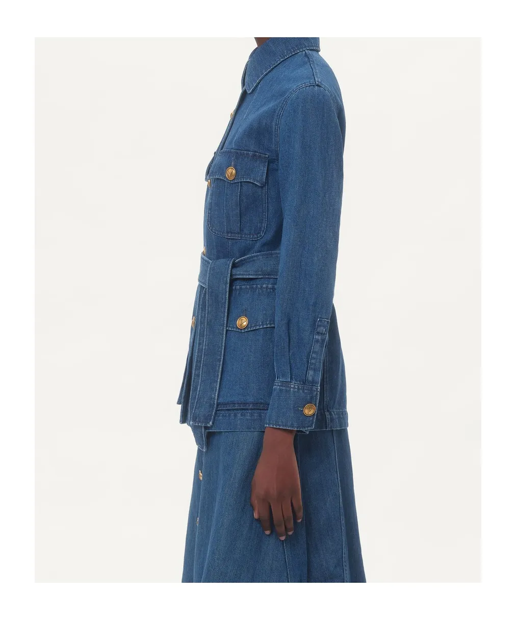 Sahariana Belted Waist Denim Jacket