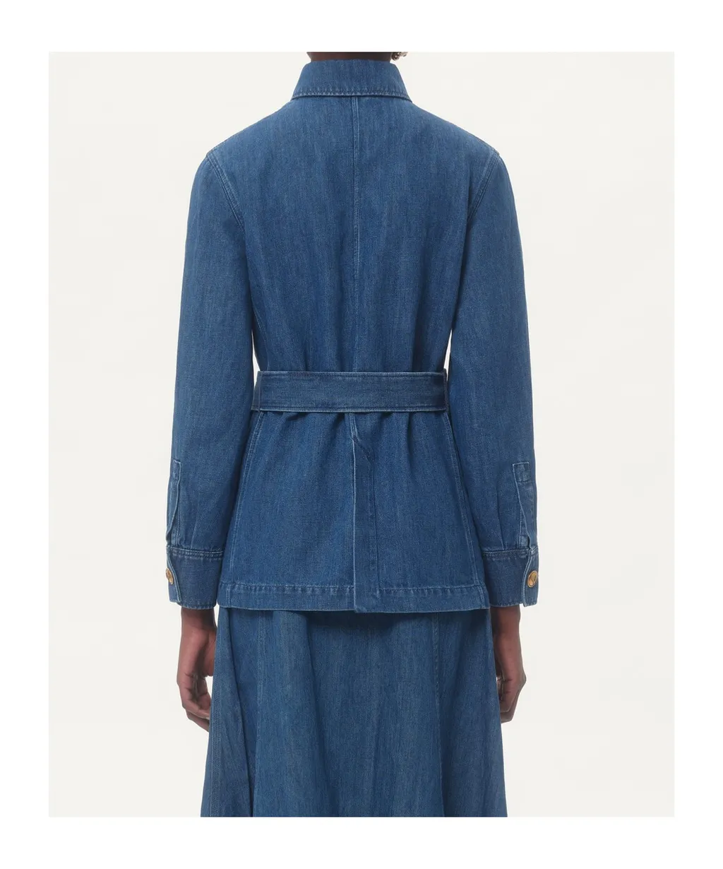 Sahariana Belted Waist Denim Jacket