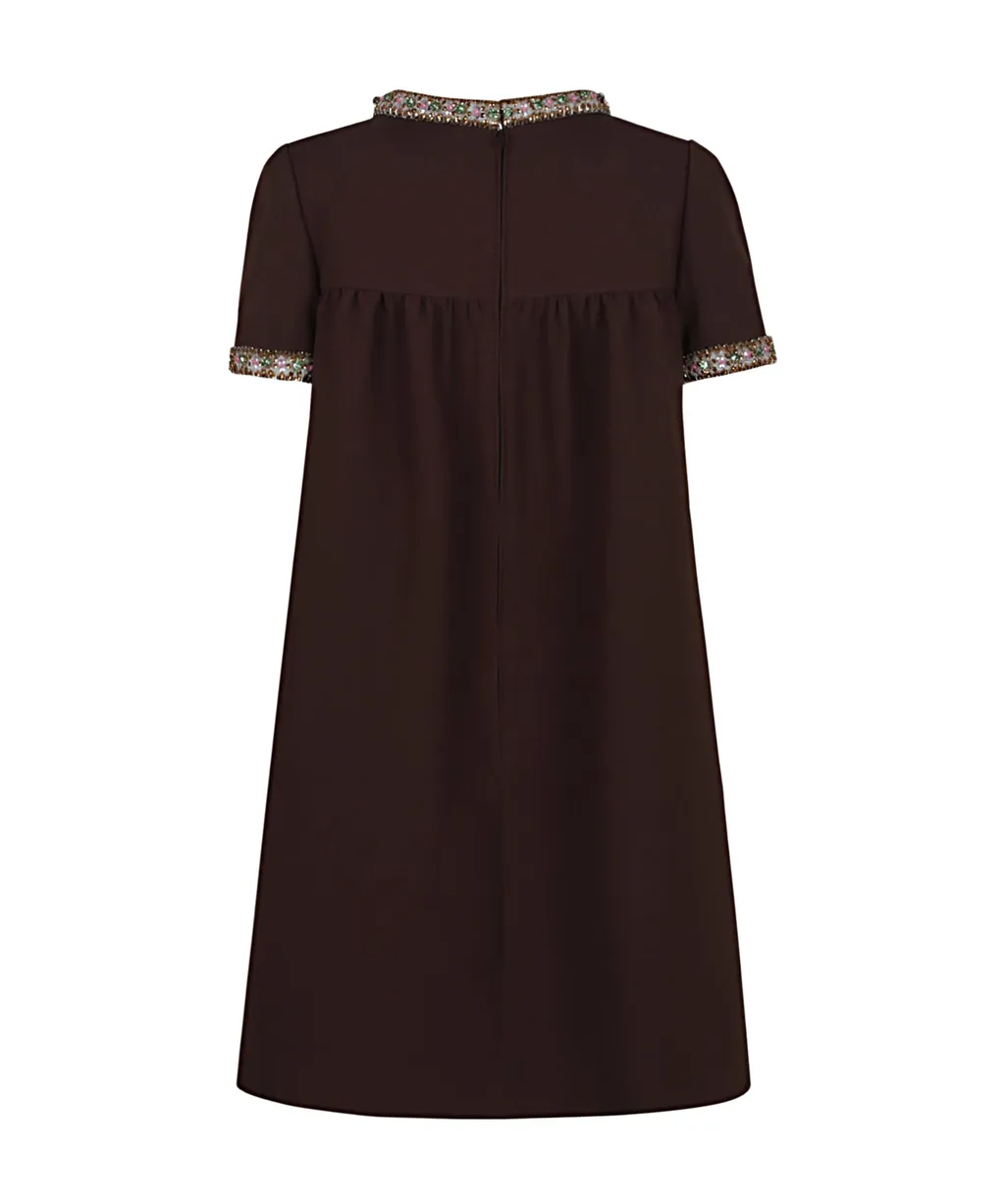 Embellished Crewneck Short-Sleeved Mini Dress