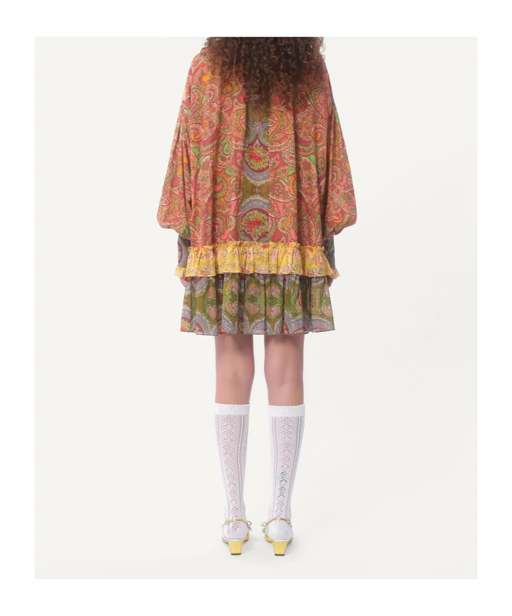 All-Over Patterned Ruffled Dress