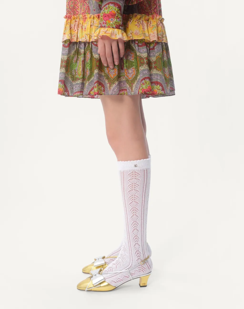 All-Over Patterned Ruffled Dress