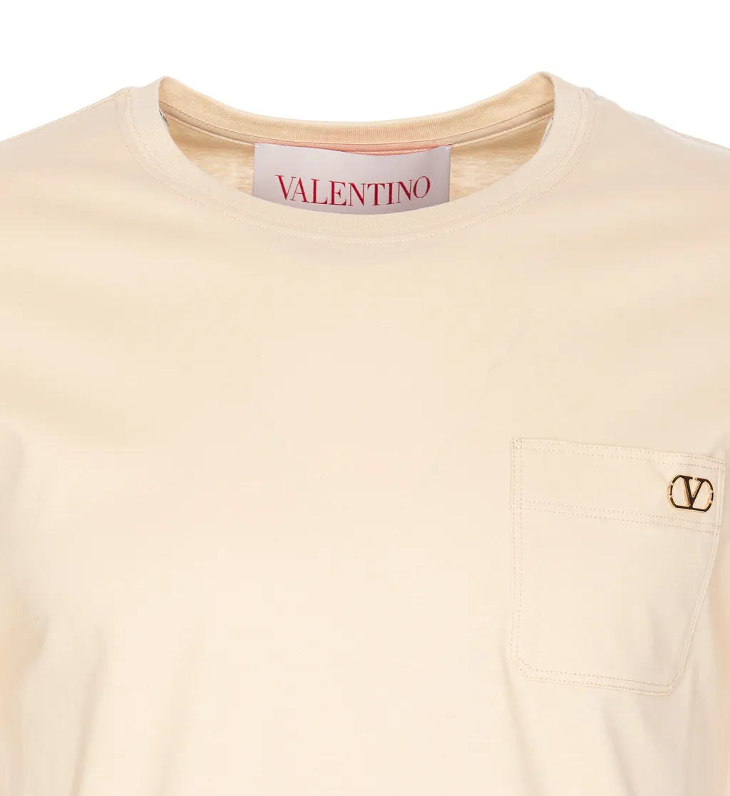 T-Shirt In Mercerised Cotton With Vlogo On The Chest
