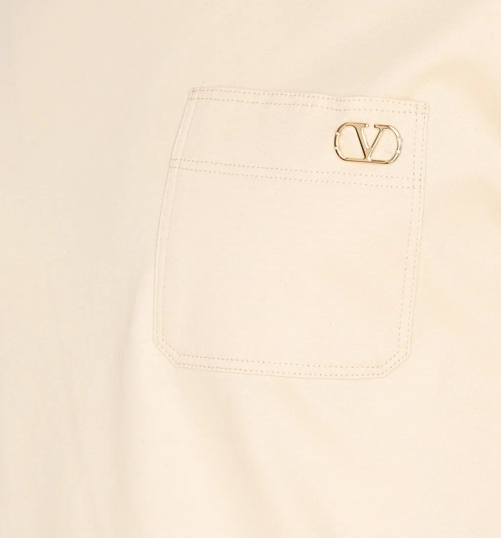 T-Shirt In Mercerised Cotton With Vlogo On The Chest