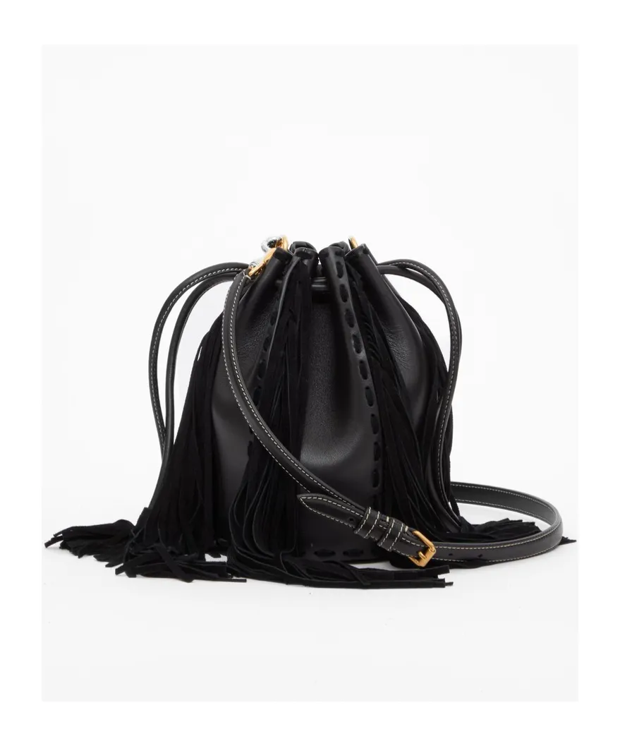 Vlogo Plaque Fringed Shoulder Bag