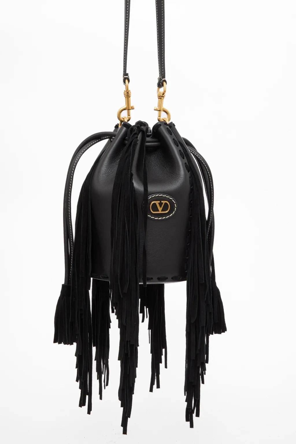 Vlogo Plaque Fringed Shoulder Bag