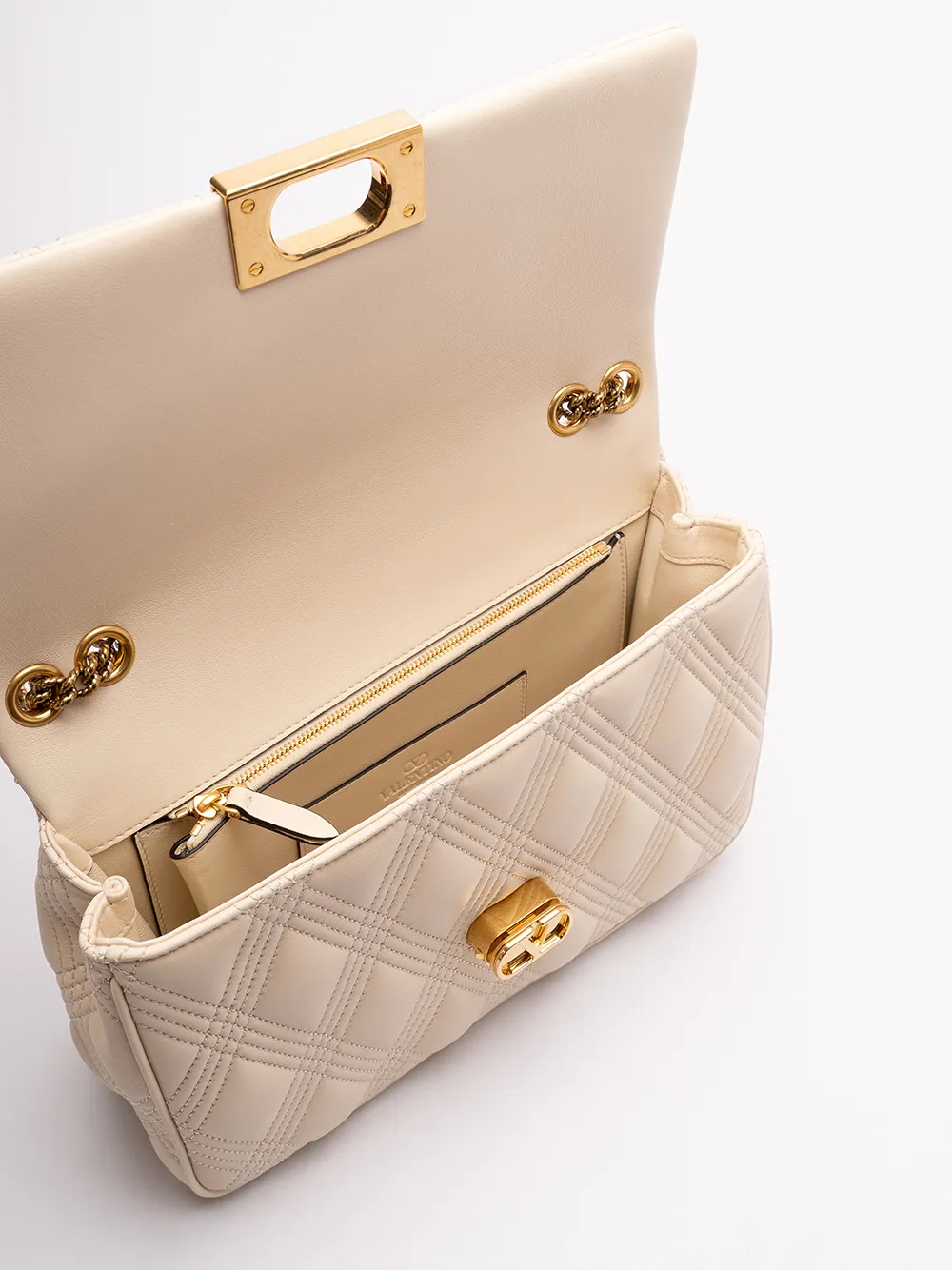 Garavani Rockstud Foldover Top Quilted Shoulder Bag