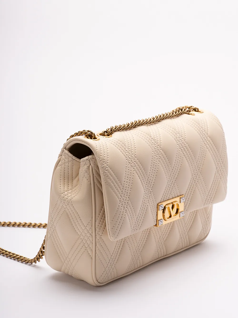 Garavani Rockstud Foldover Top Quilted Shoulder Bag