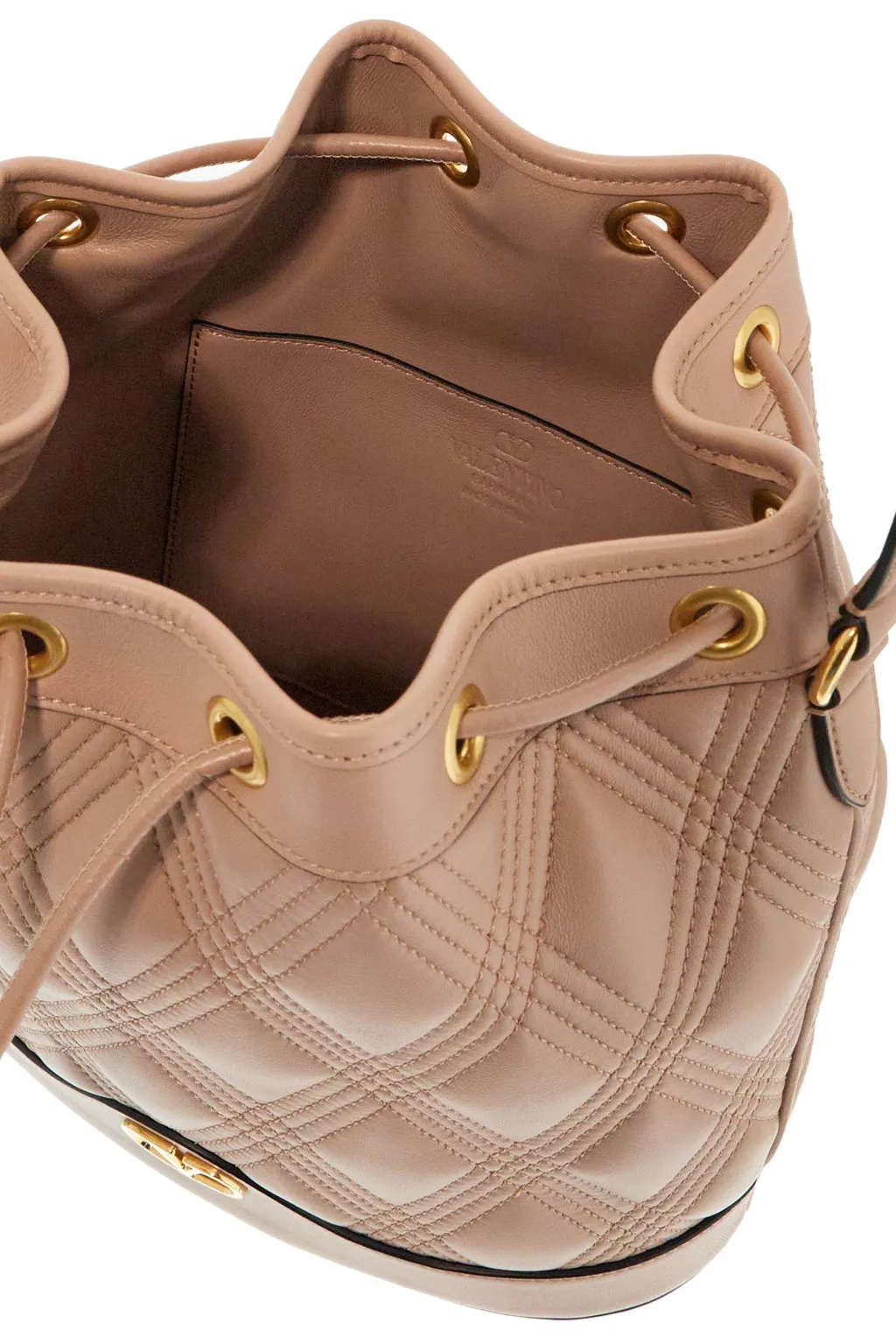 Vlogo Plaque Drawstring Quilted Shoulder Bag