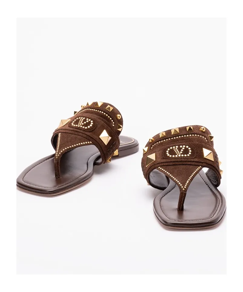 Stud-Embellished Squared-Toe Sandals