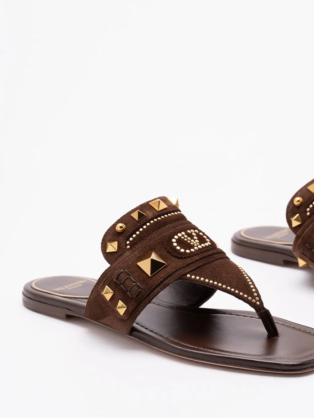 Stud-Embellished Squared-Toe Sandals