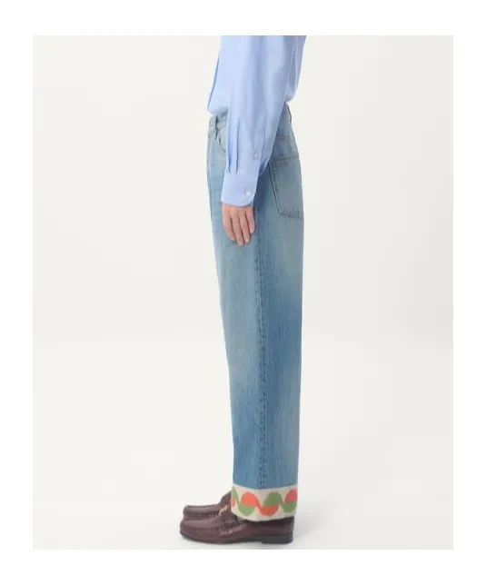 Logo Patch Wide Leg Jeans