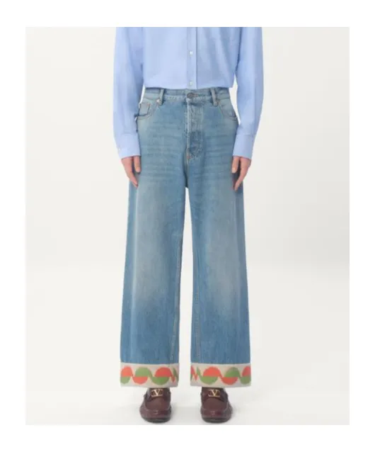 Logo Patch Wide Leg Jeans