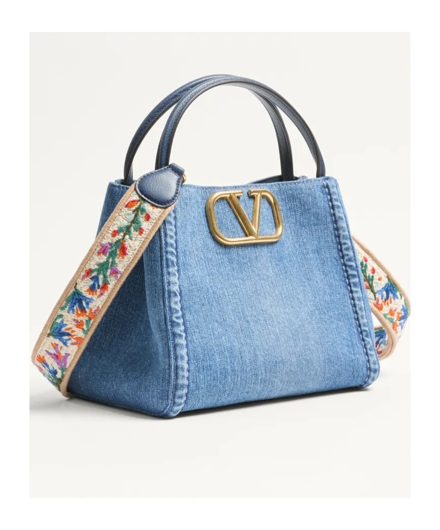 Alltime Logo Plaque Medium Denim Tote Bag