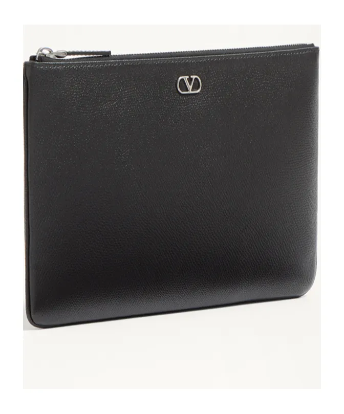 Vlogo Plaque Zip-Up Clutch Bag
