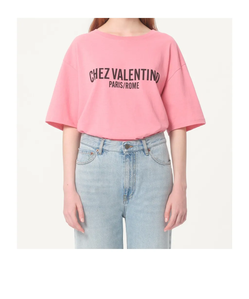 Chez Valentino-Printed Crewneck T-Shirt