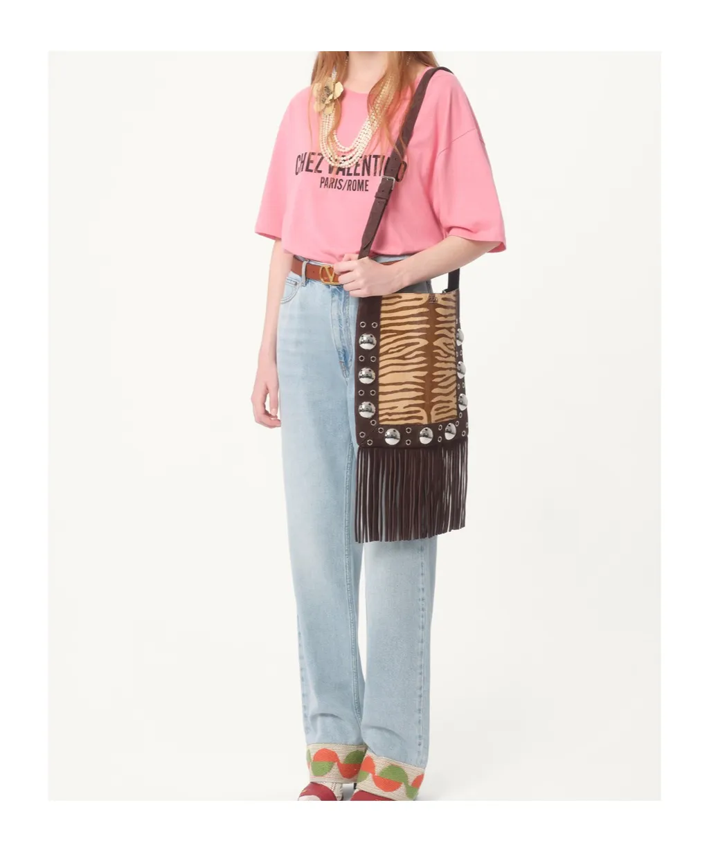 Chez Valentino-Printed Crewneck T-Shirt